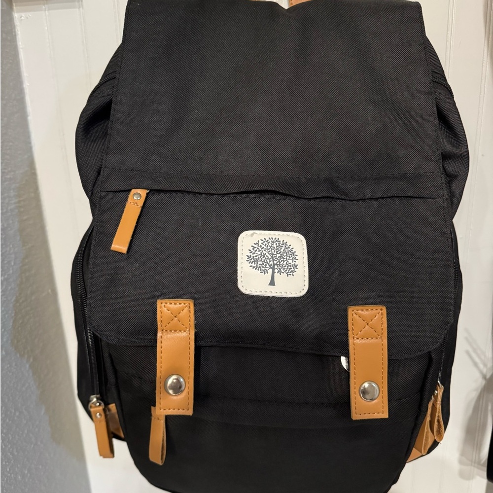 Tree Emblem Black and Tan Kids Backpack